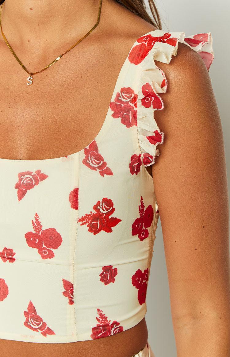 Rachel Rosie Cream Crop Top Product Image