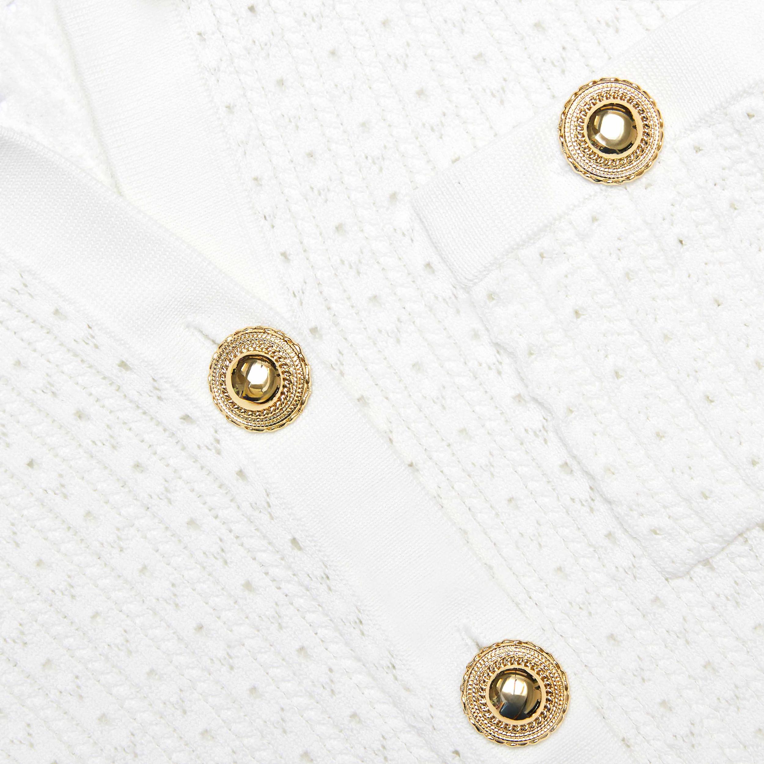 White Pointelle Knit Mini Dress Product Image