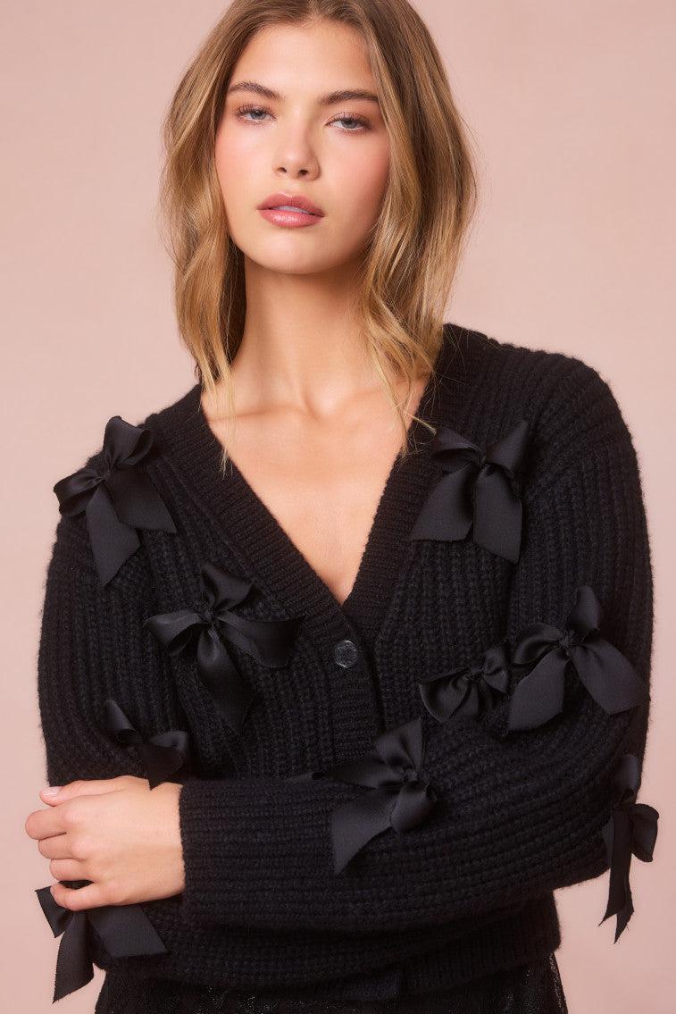 Ashtan Alpaca Bow-Embellished Cardigan - ROSE POMPADOUR Product Image