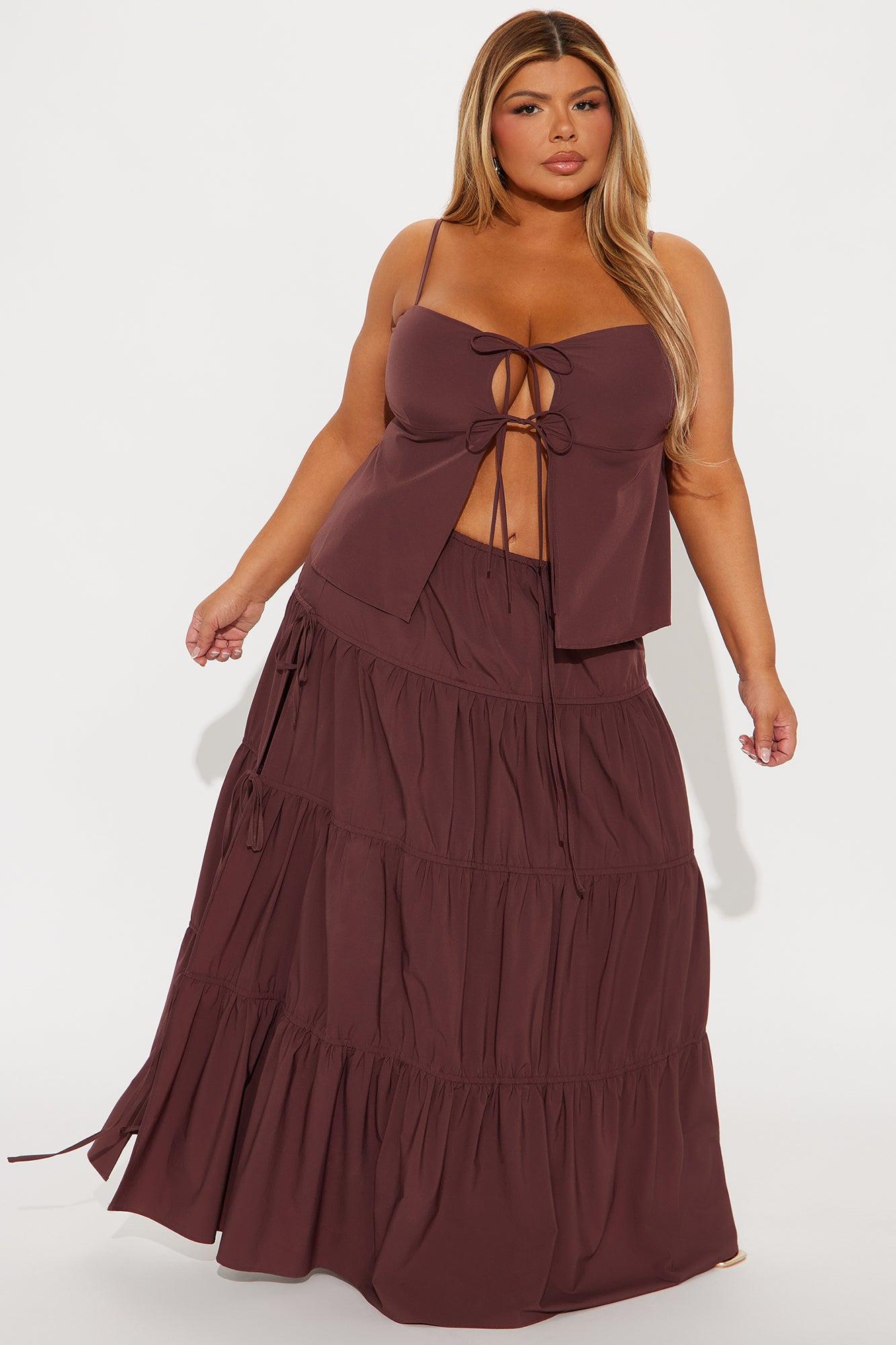 The Amelia Maxi Skirt Set - Brown Product Image
