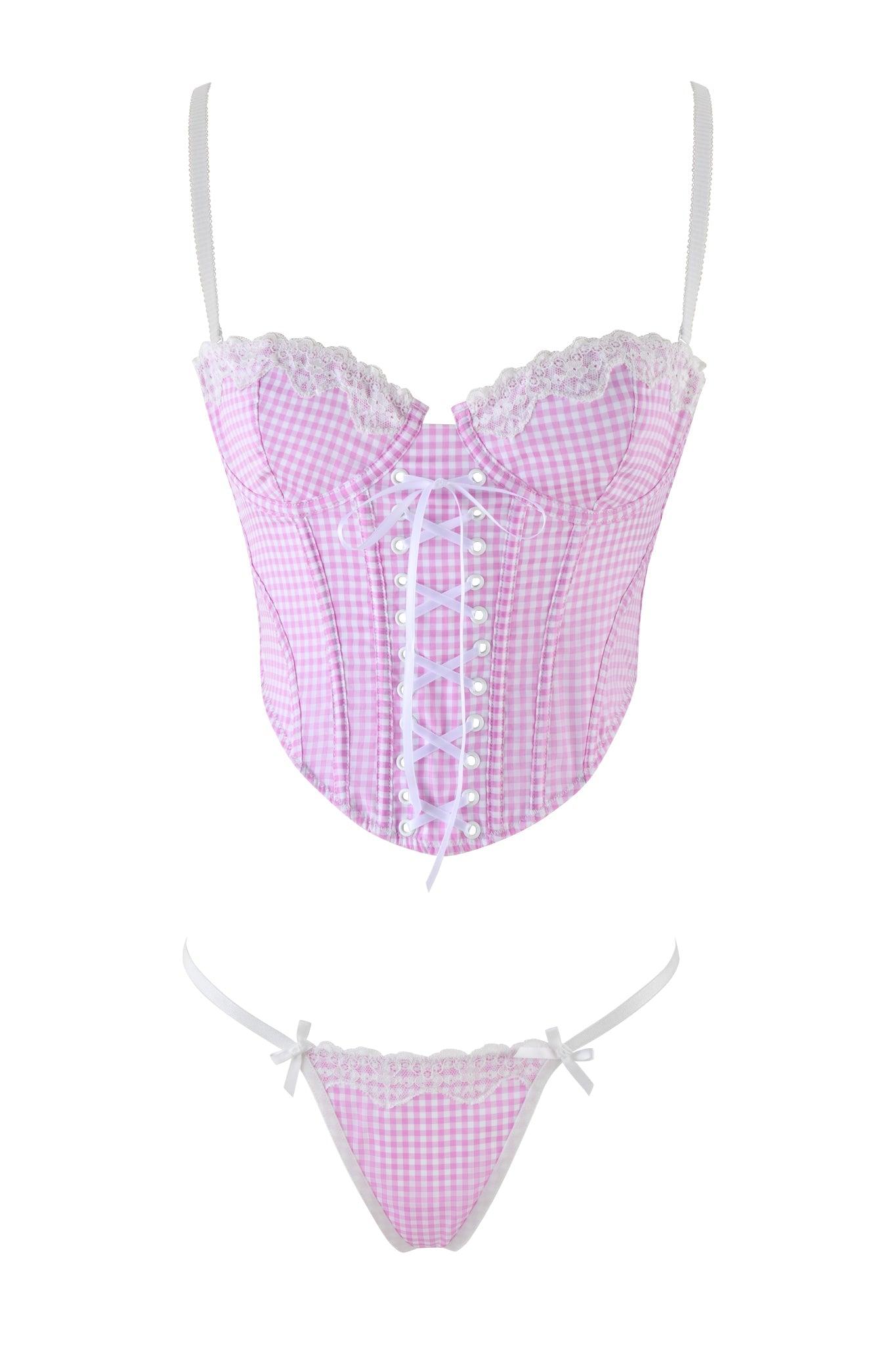 JENNY 2.0 BUSTIER SET - PINK : PINK GINGHAM Product Image