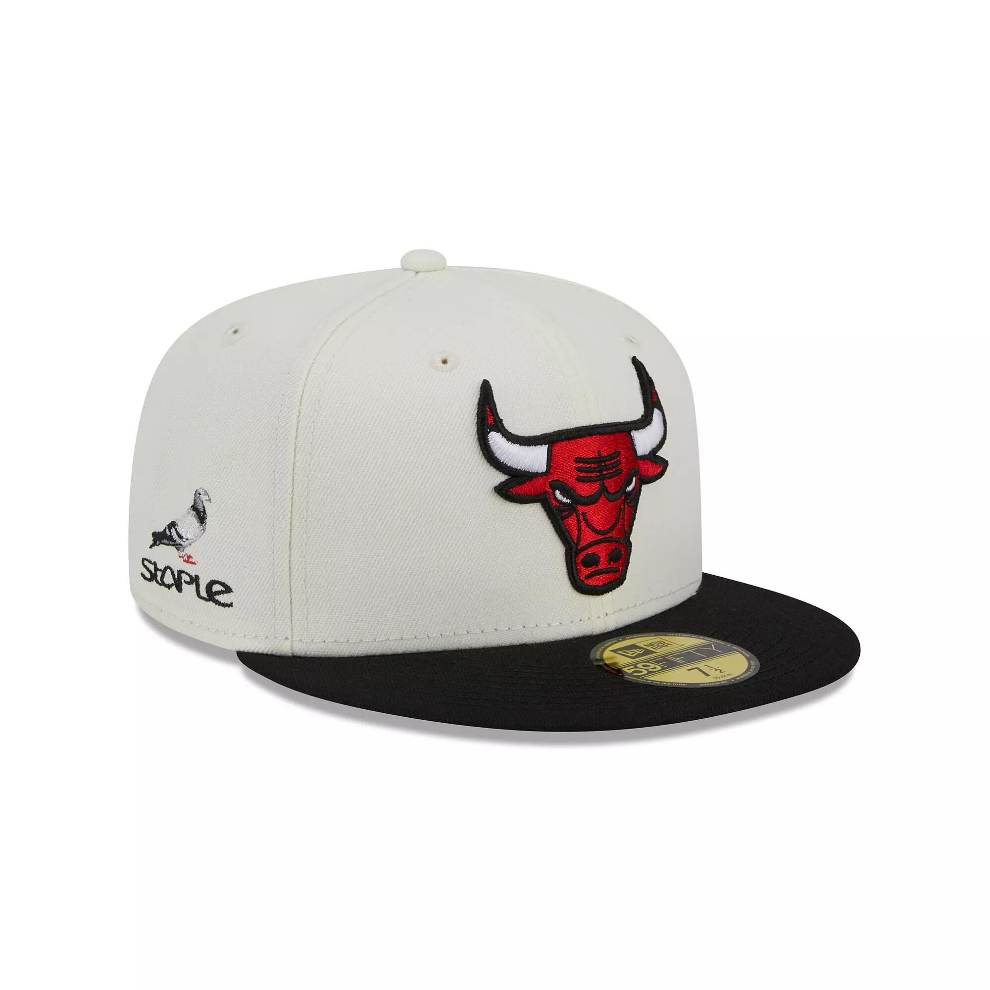 Men's New Era x Staple  Cream/Black Chicago Bulls NBA x Staple Two-Tone 59FIFTY Fitted Hat, Size: 7 3/4, Beige Product Image