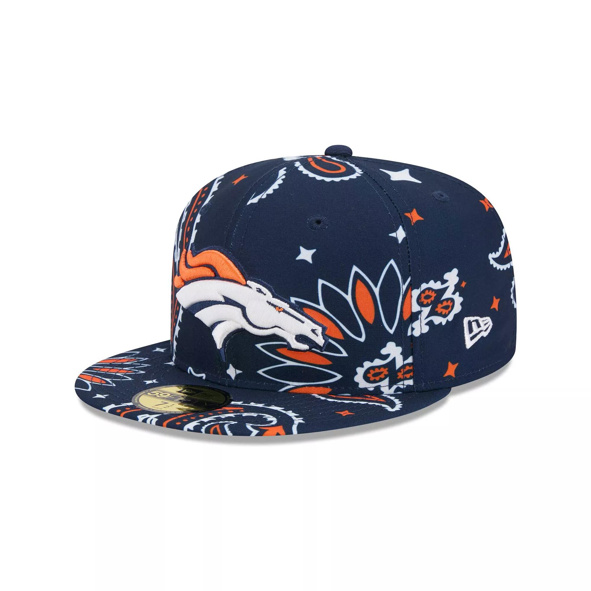 Men's New Era Navy Denver Broncos Paisley 59FIFTY Fitted Hat, Size: 7 1/2, Blue Product Image
