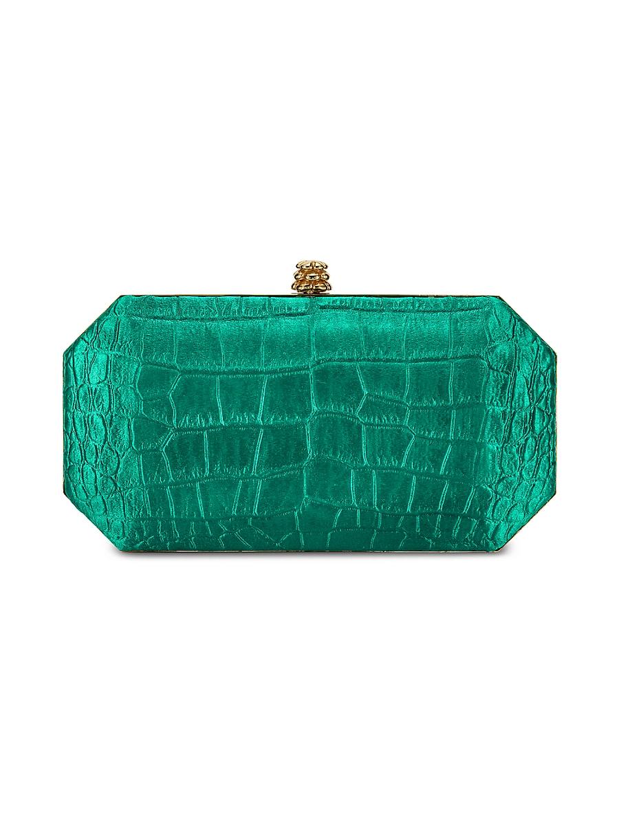 Womens Perry Clutch in Stamped Satin with Silver Hardware Product Image