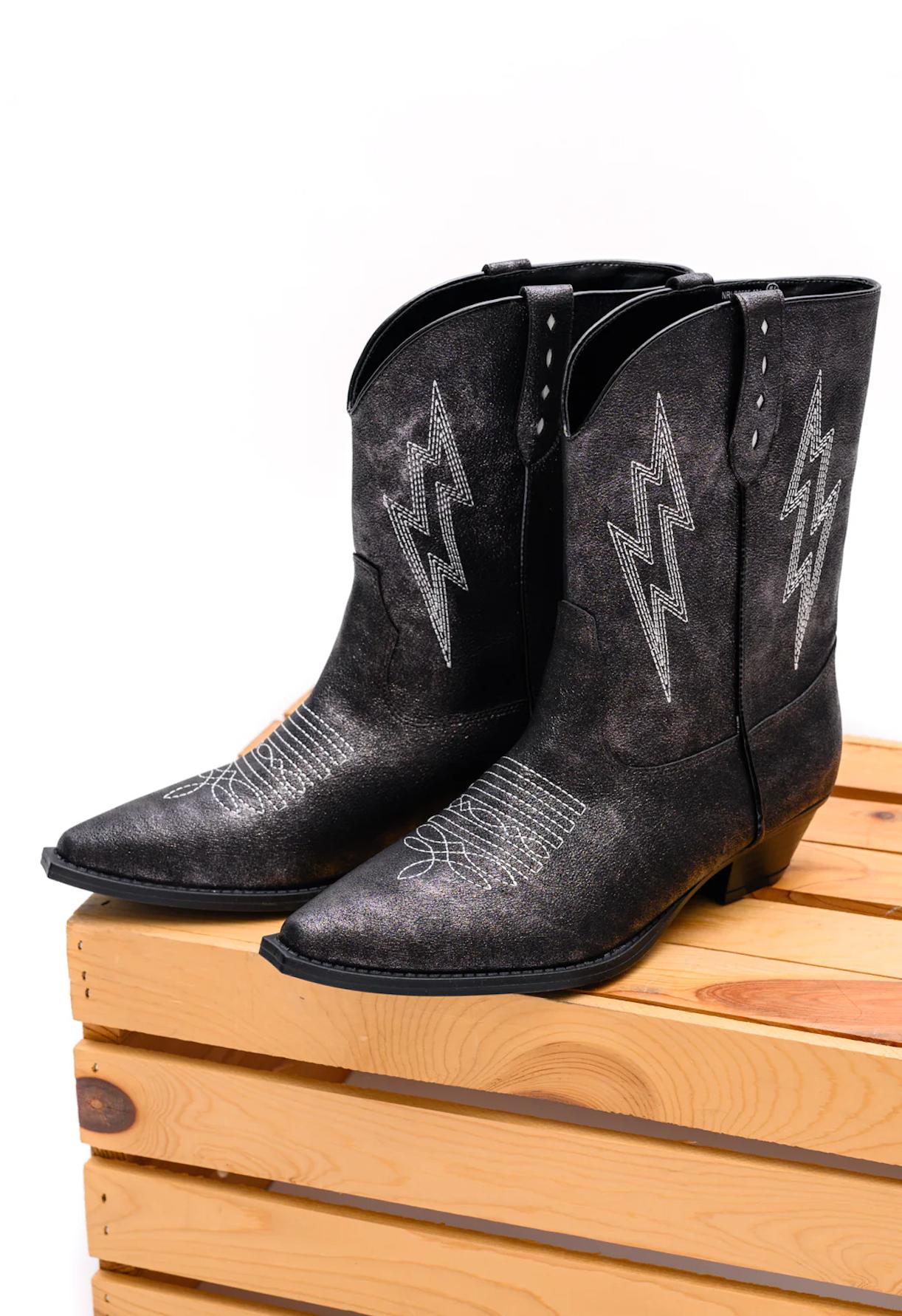 Bowie Metallic Boot in Black (Online Exclusive) Product Image