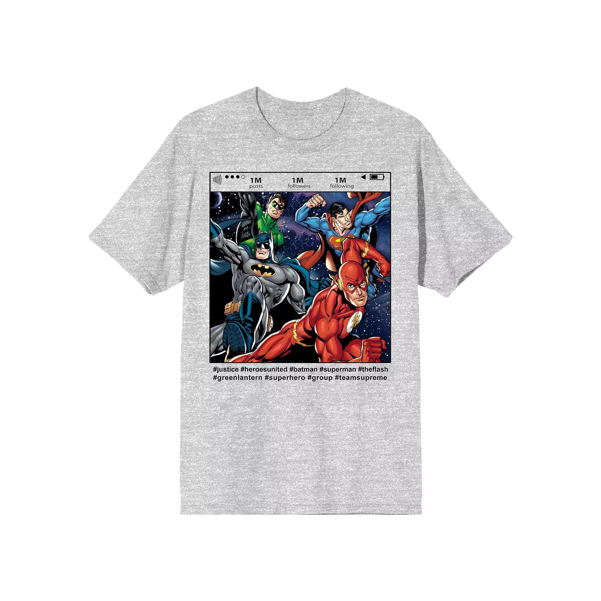 Men's DC Comics JL Justice League Tee, Size: XXL, Gray Product Image
