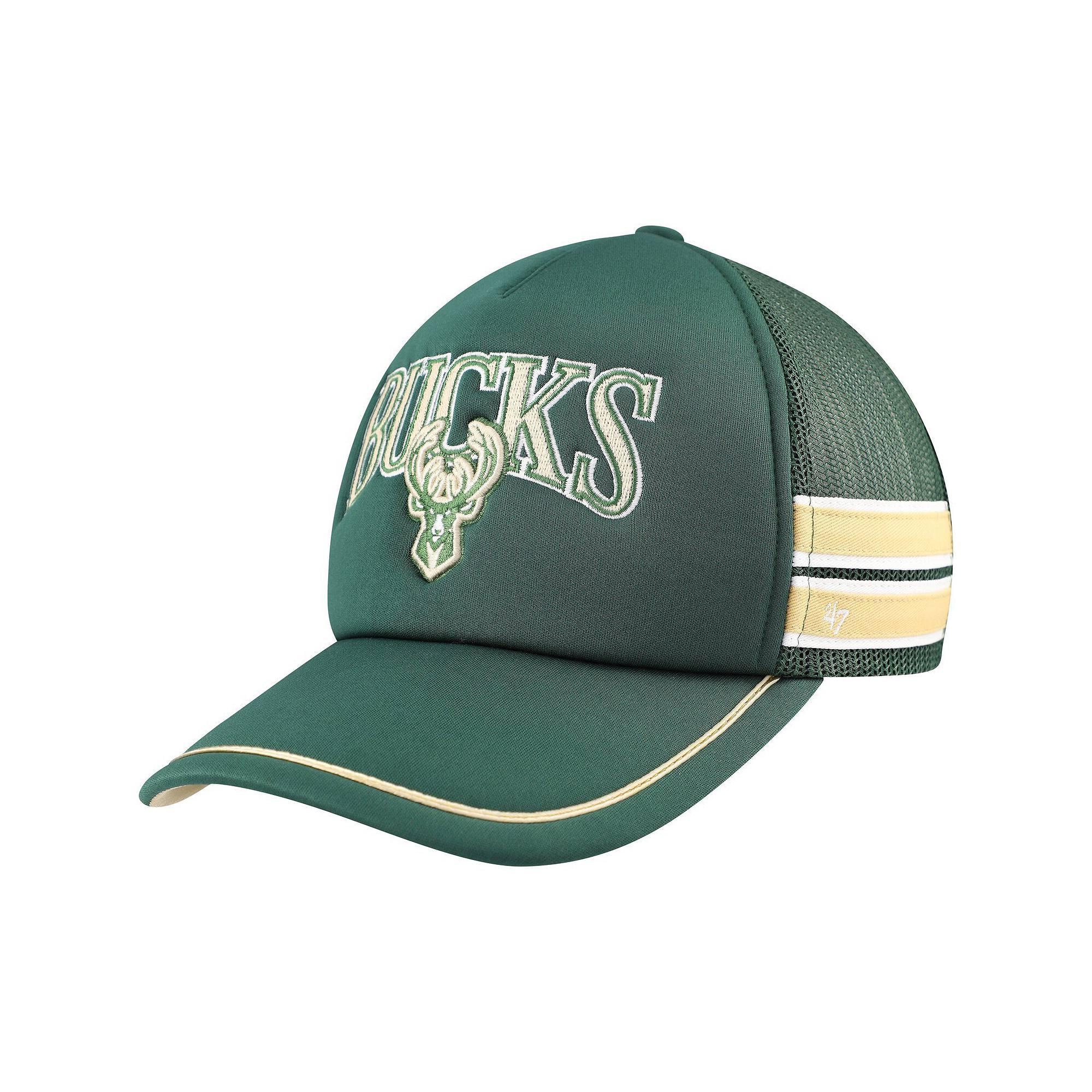 Men's '47 Hunter Green Milwaukee Bucks Sidebrand Stripes Trucker Adjustable Hat, Team Product Image