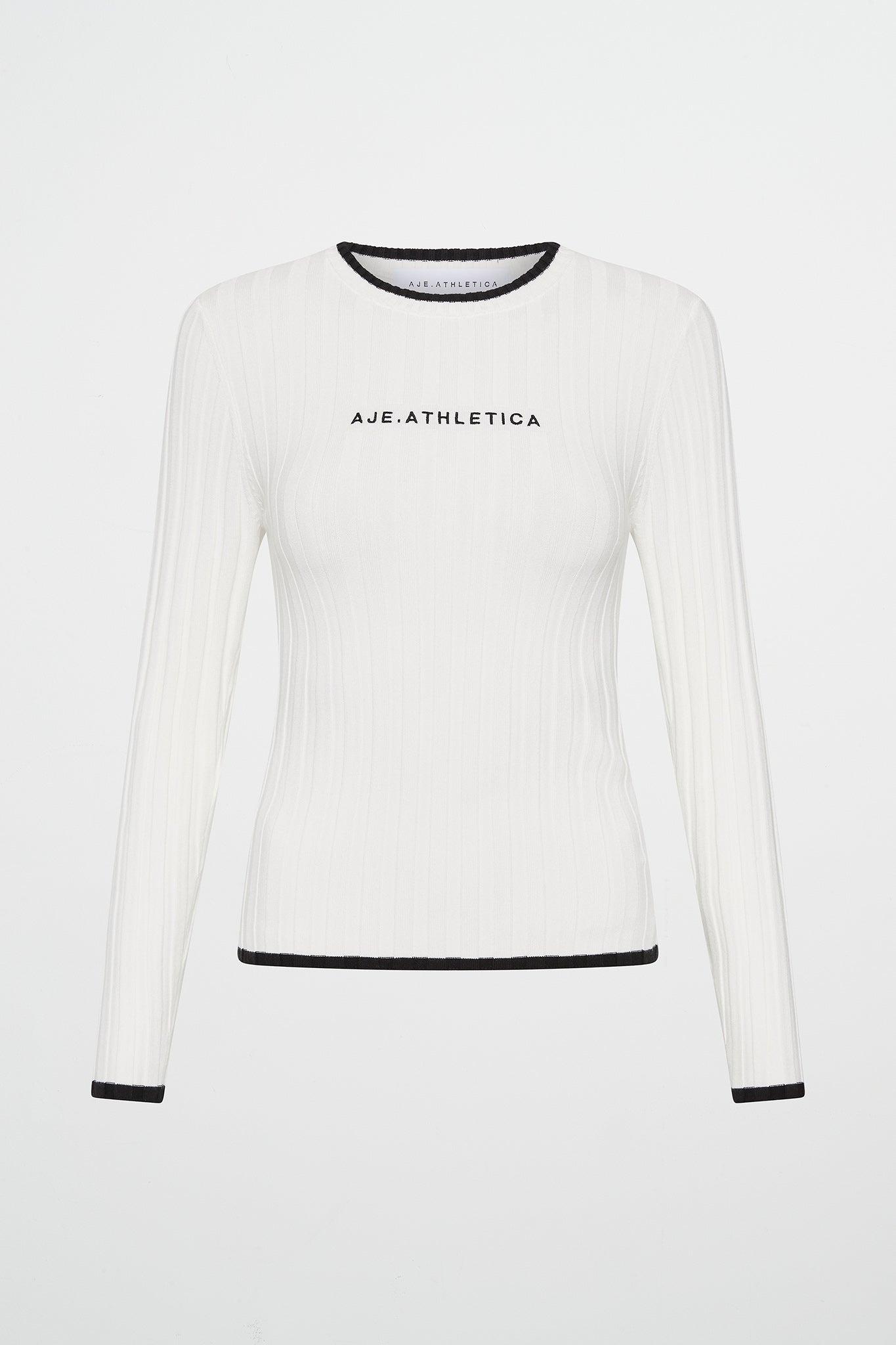 Contrast Long Sleeve Rib Knit Top 438 Product Image