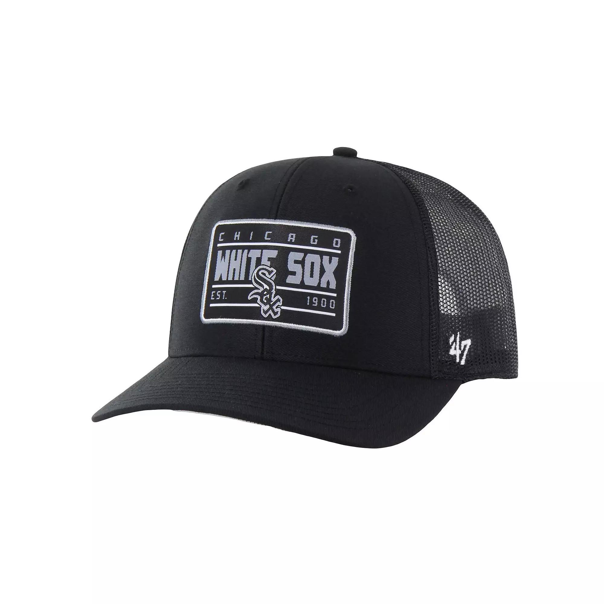 Men's '47 Black Chicago White Sox Hardline Trucker Adjustable Hat Product Image