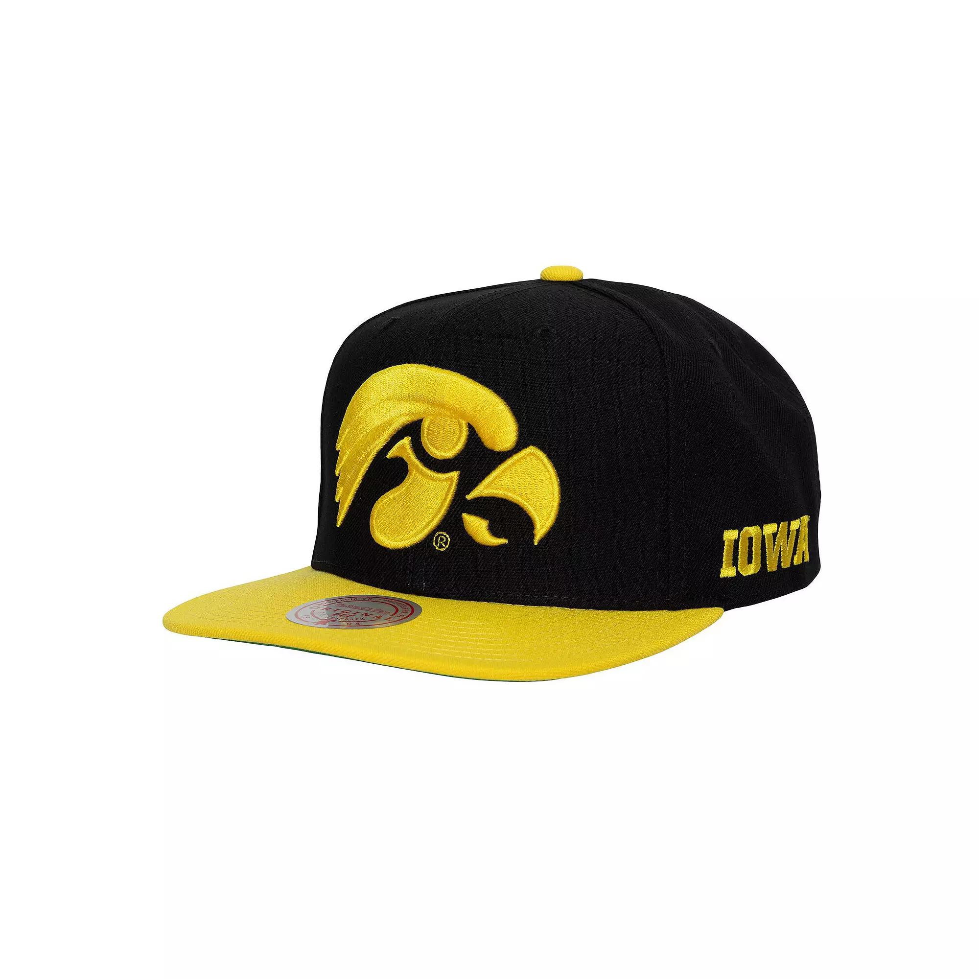 Men's Mitchell & Ness  Carolina Blue/Gold Iowa Hawkeyes Team Origins Snapback Hat, Black Product Image