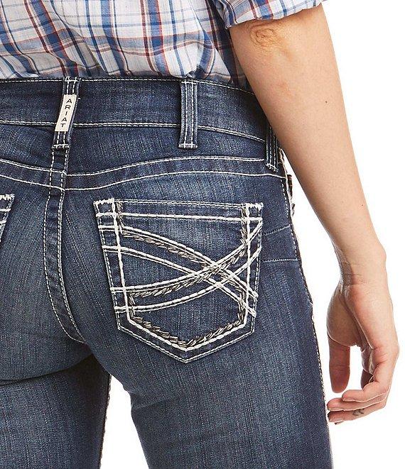 Ariat R.E.A.L Mid Rise Stretch Denim Embroidered Pocket Bootcut Jeans Product Image