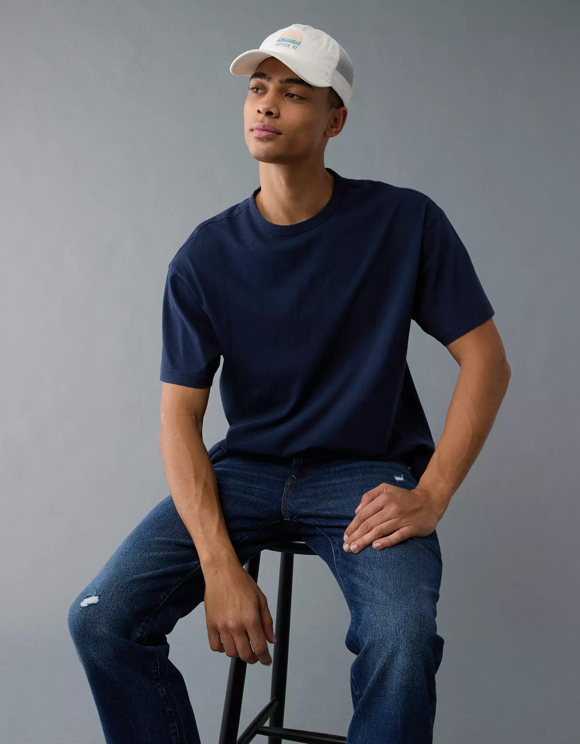 AE Boxy Linen-Blend T-Shirt Product Image