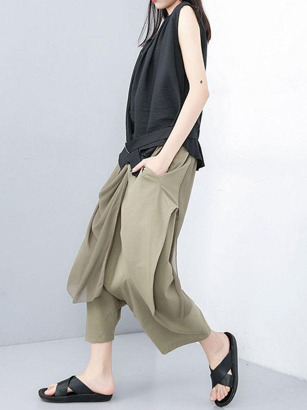 Harem Pants Loose Pleated Solid Color Ninth Pants Product Image
