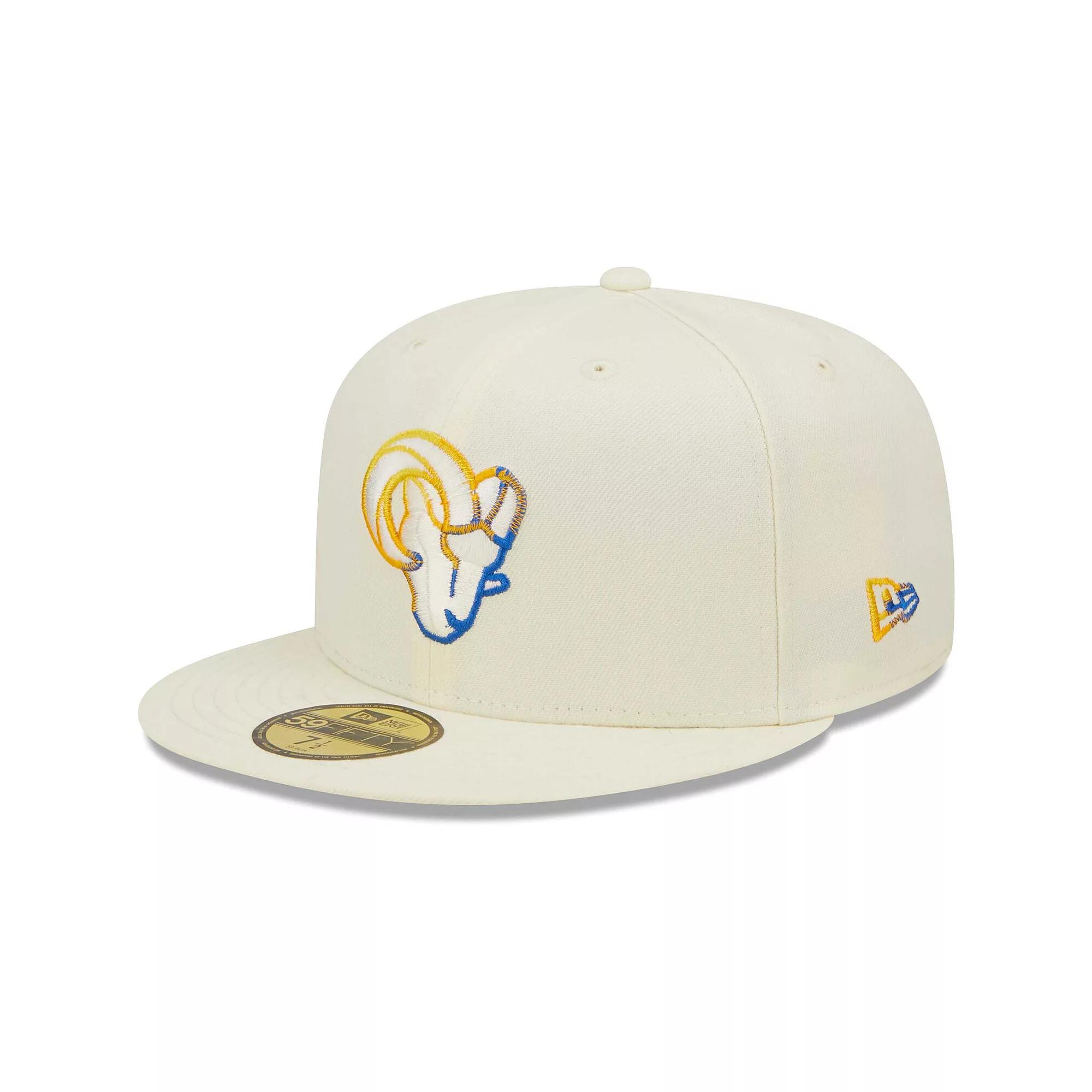 Men's New Era Cream Los Angeles Rams Chrome Dim 59FIFTY Fitted Hat, Size: 7 1/2, Beige Product Image