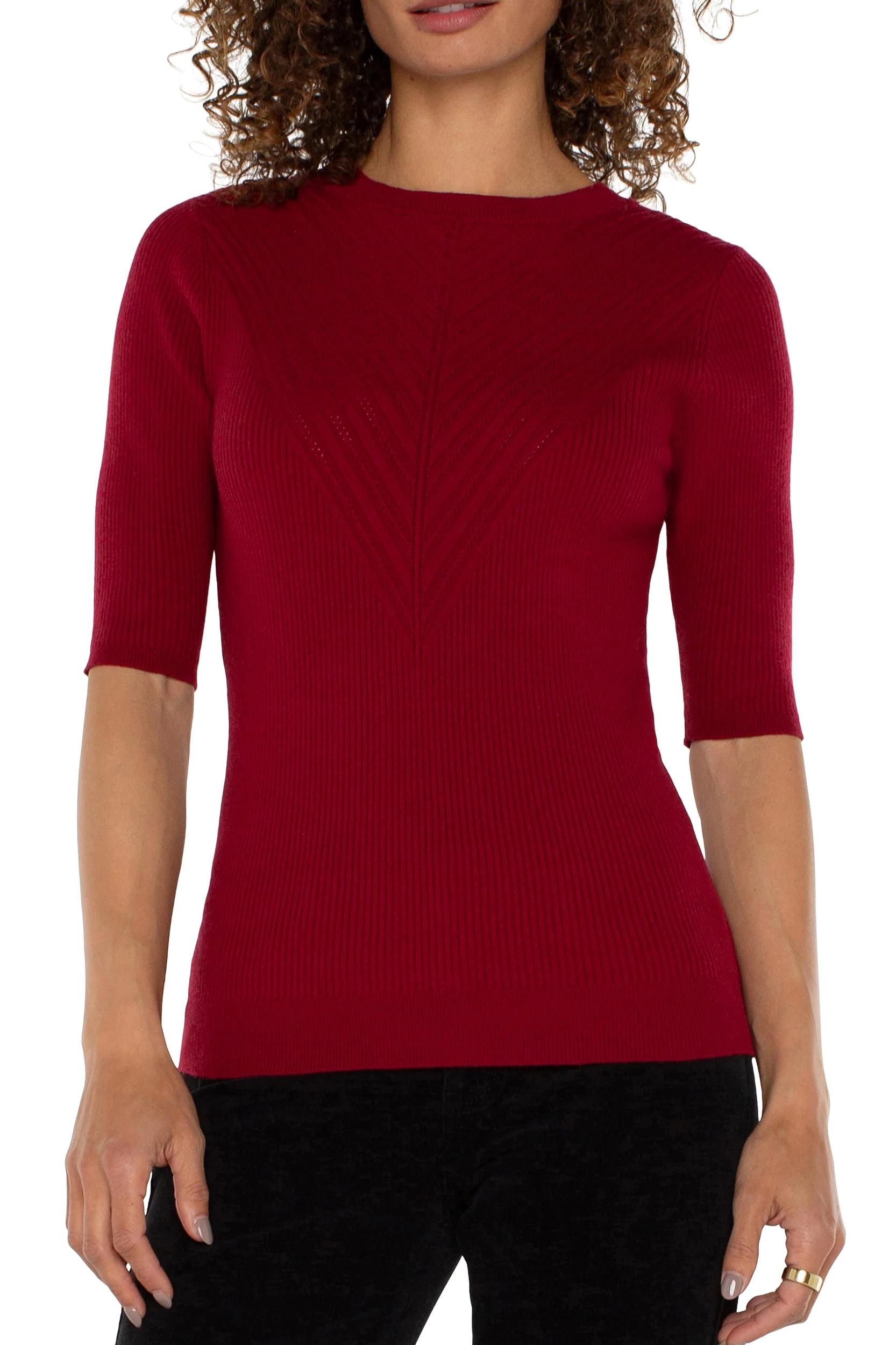 Elbow Sleeve Crew Neck Sweater Product Image