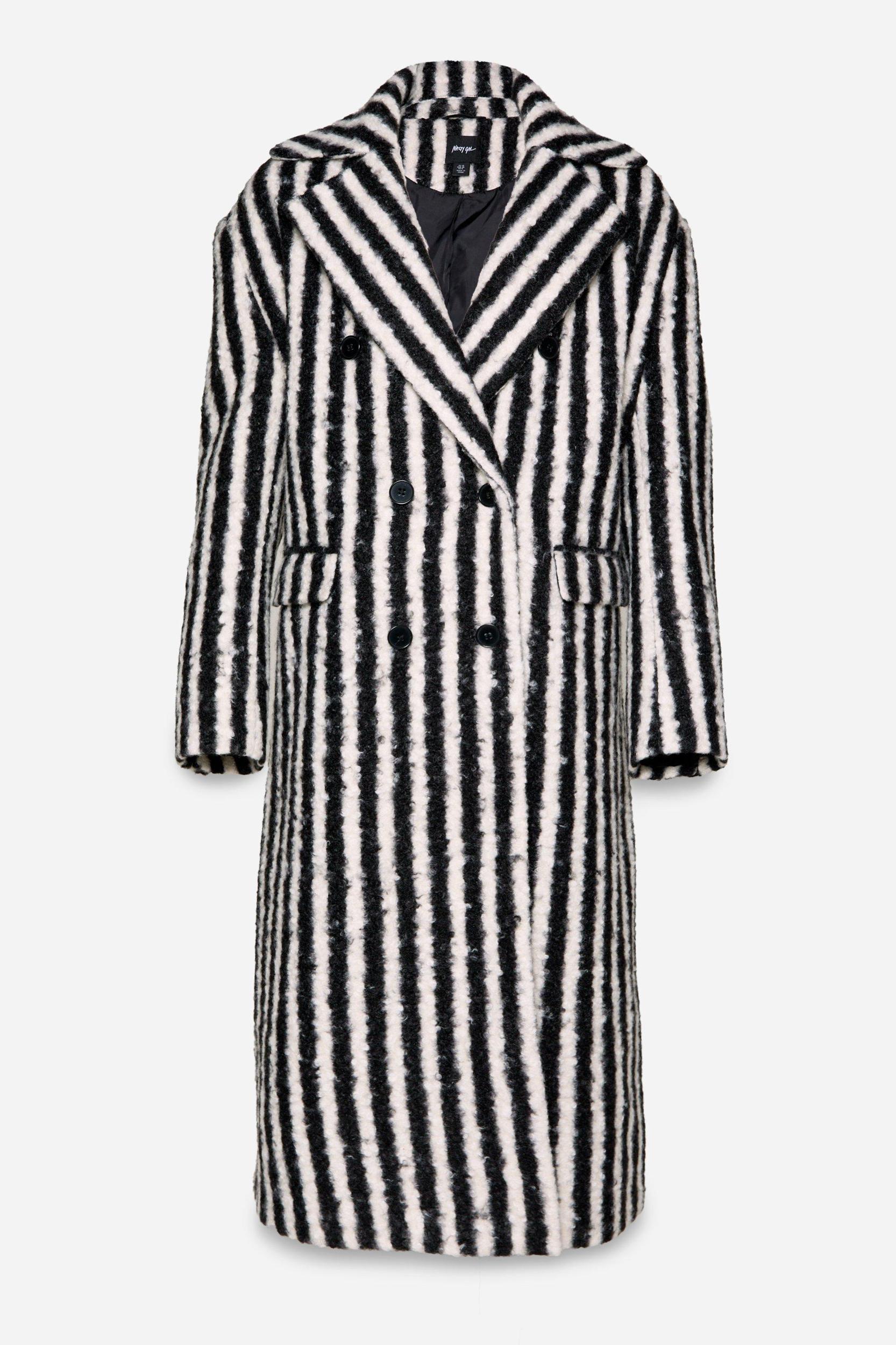 Striped Wool Look Coat  Product Image