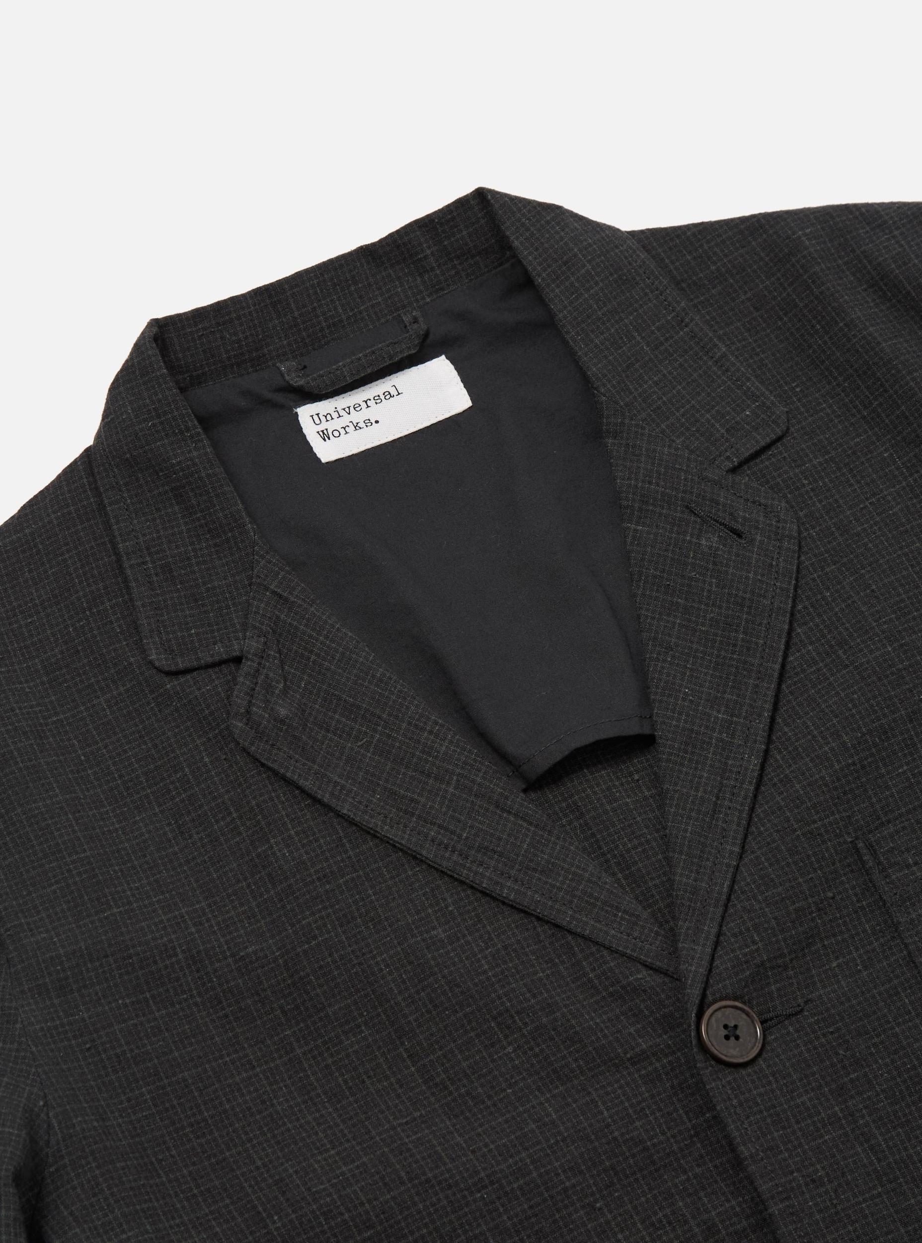 Universal Works Three Button Jacket in Charcoal Fine Linen Mix Product Image