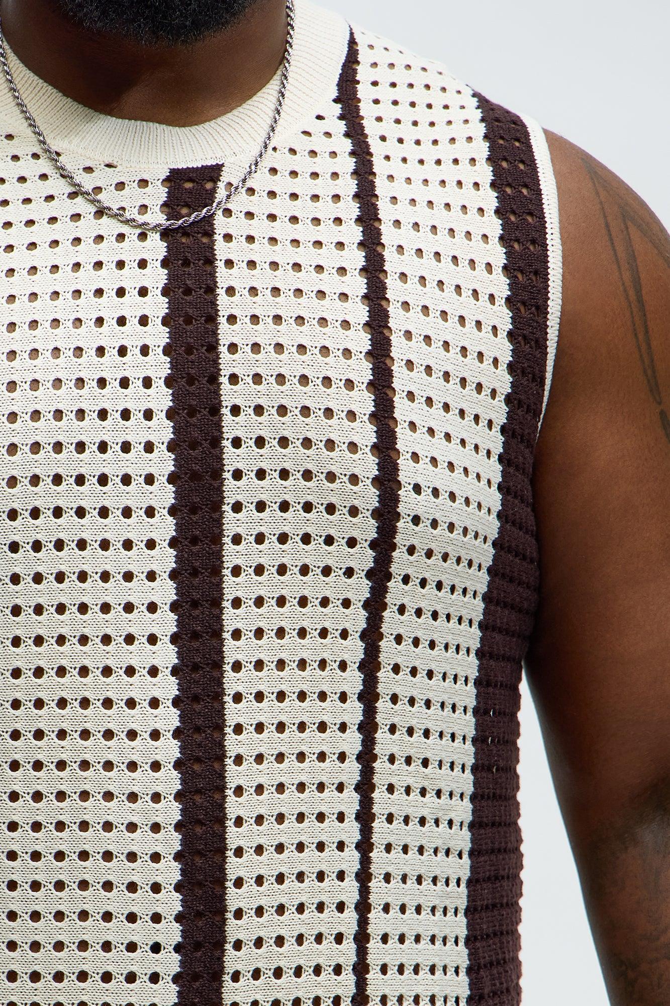 Multistriped Knit Muscle Tee - Cream/combo Product Image