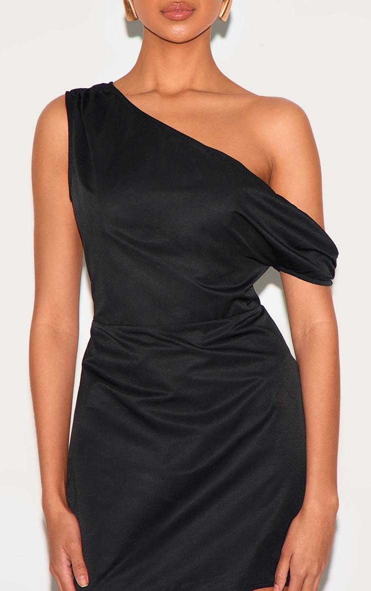 Black Woven Asymmetric Cup Detail Mini Dress Product Image
