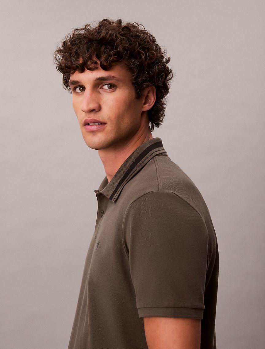 Monogram Logo Pique Tipped Classic Polo Shirt Product Image