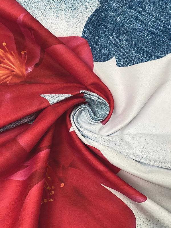 Loose Wide Leg Flower Print Jean Pants Bottoms Trousers Product Image