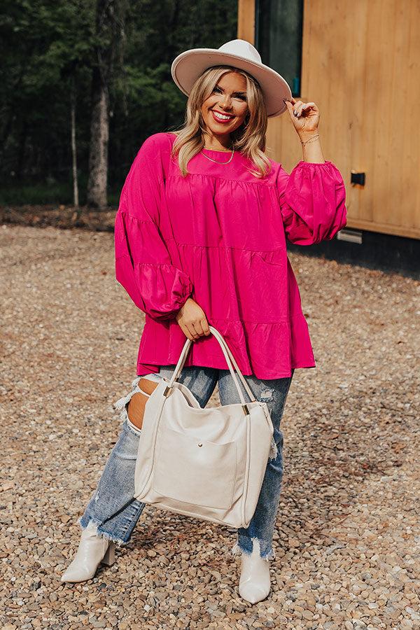 Never Pretend Faux Leather Tote In Stone Product Image