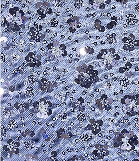 Dear Moon Floral Beaded Sequin Embellished V-Neck Satin Tie Back Mini Dress Product Image