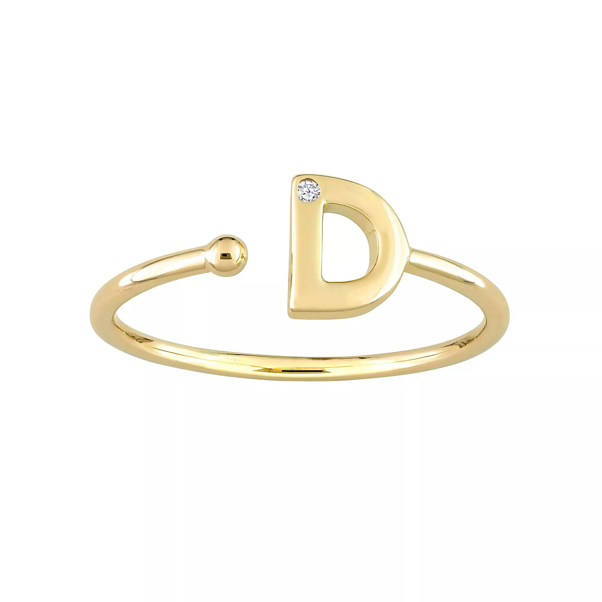 Stella Grace 10k Gold Diamond Accent Initial Open Ring, Womens Product Image