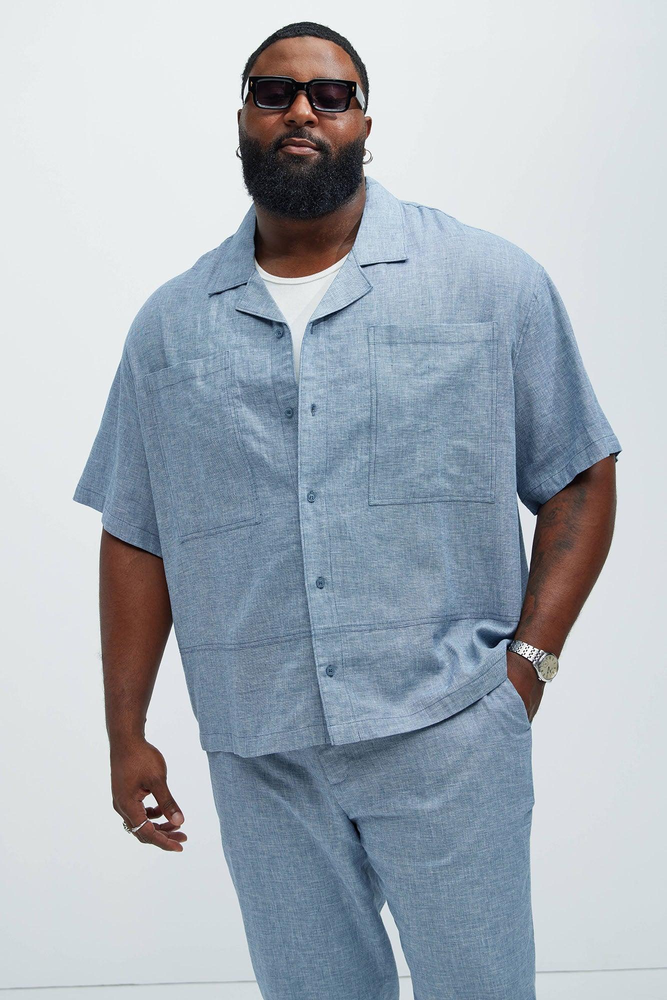 Bahamas Linen Cuban Boxy Shirt - Blue Product Image