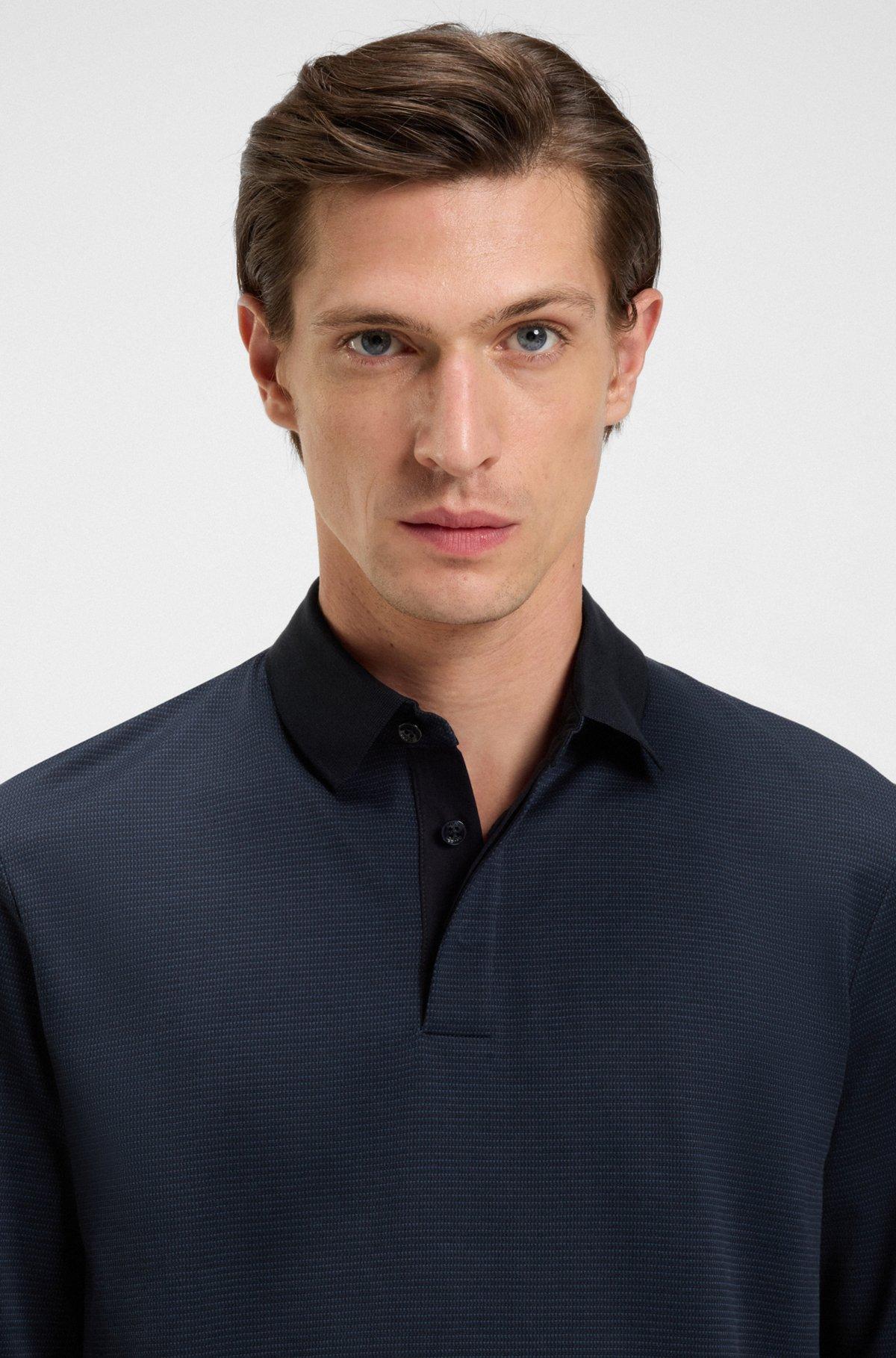 Mercerised-cotton polo shirt with plain collar Product Image