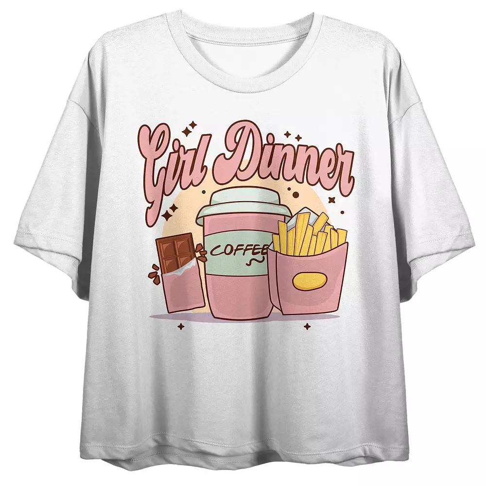 Juniors' Girl Dinner Chocolate & Coffee Boxy Crewneck Graphic Tee, Girl's,  Product Image