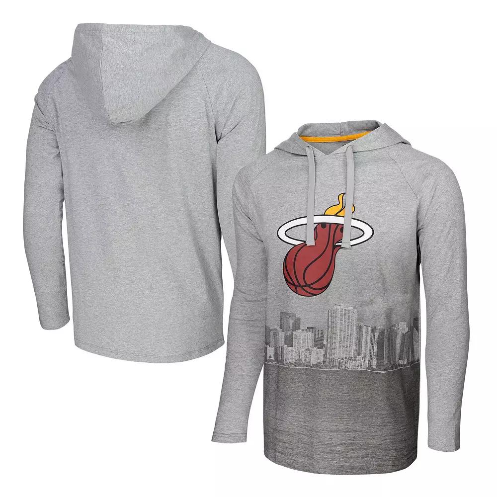Men's Stadium Essentials Heather Gray Miami Heat Atrium Raglan Long Sleeve Hoodie T-Shirt, Adult Unisex,  Product Image