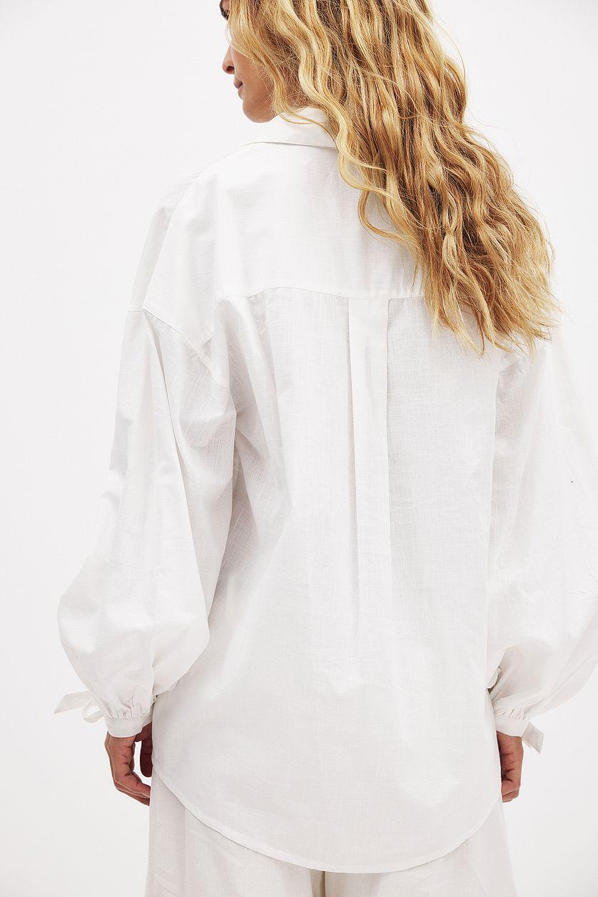 Cotton Front Pocket Tie Sleeve Shirt Product Image