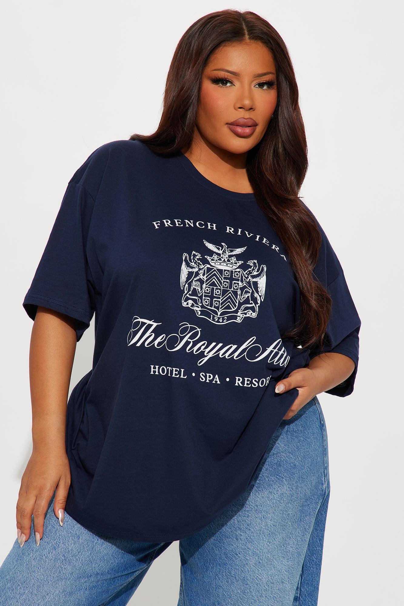 French Riveria Oversized Tee - Navy Product Image