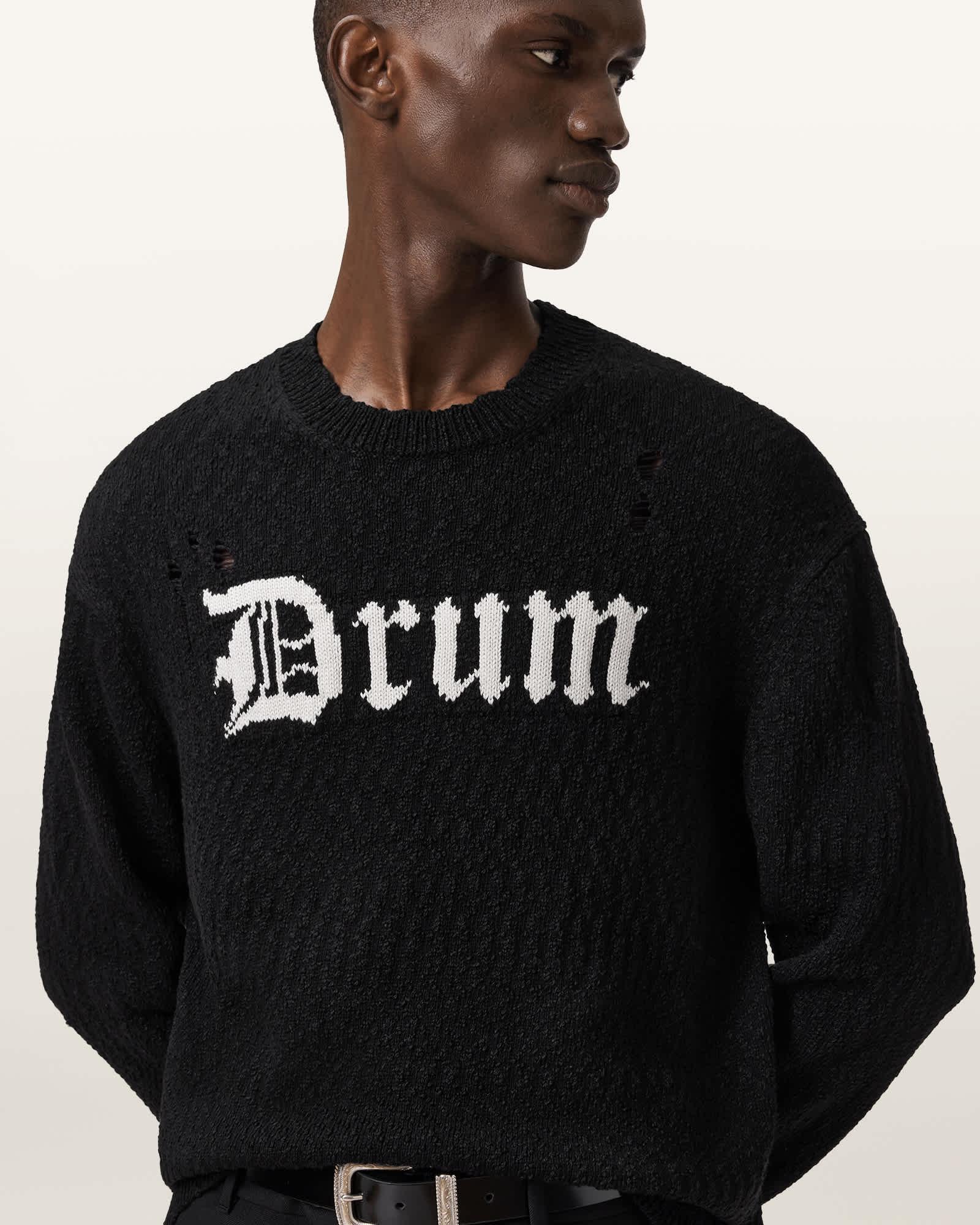 Drum Jacquard Sweater BLACK/CHALK WHITE | ALLSAINTS US Product Image