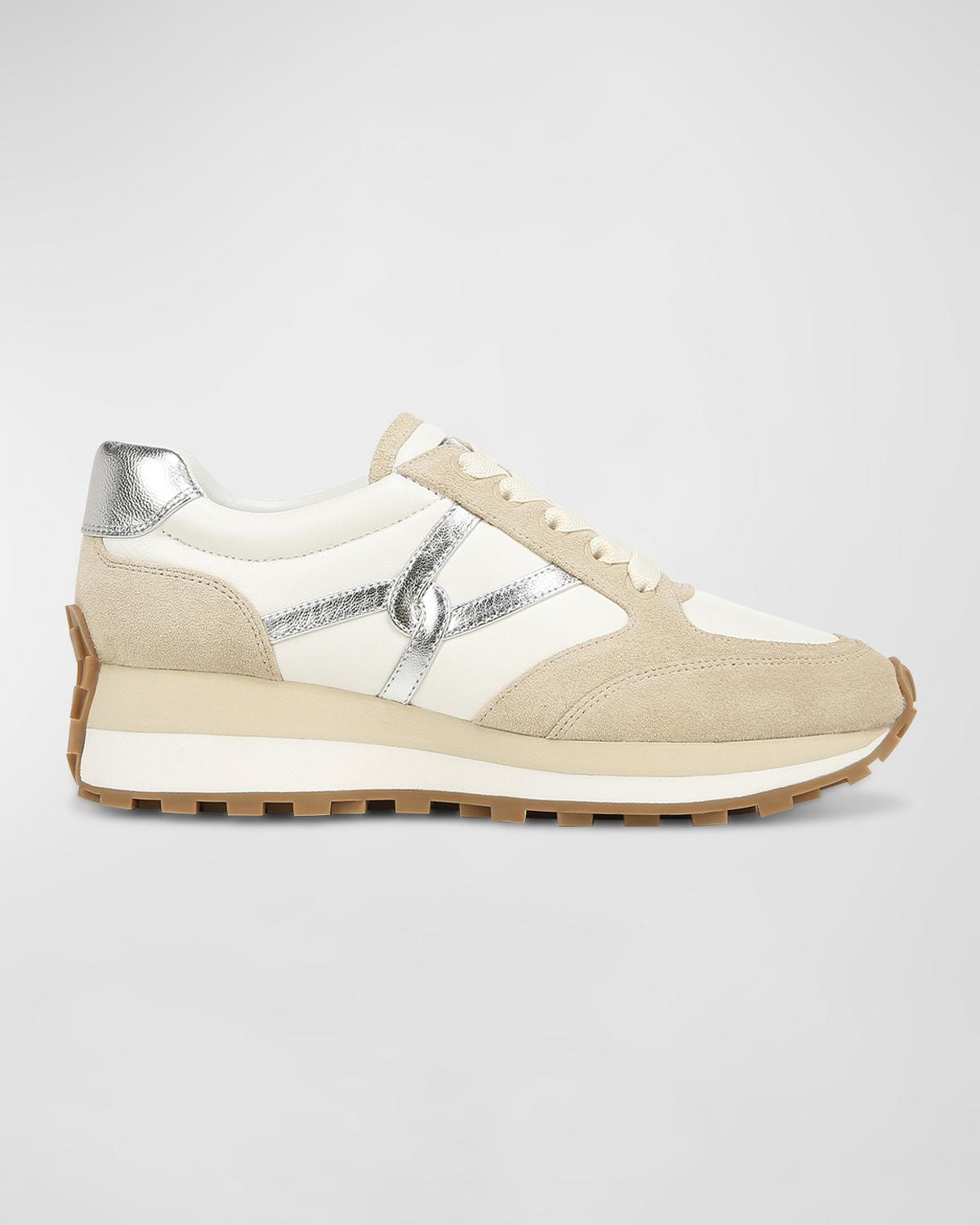 Valentina Mixed Leather Retro Sneakers Product Image