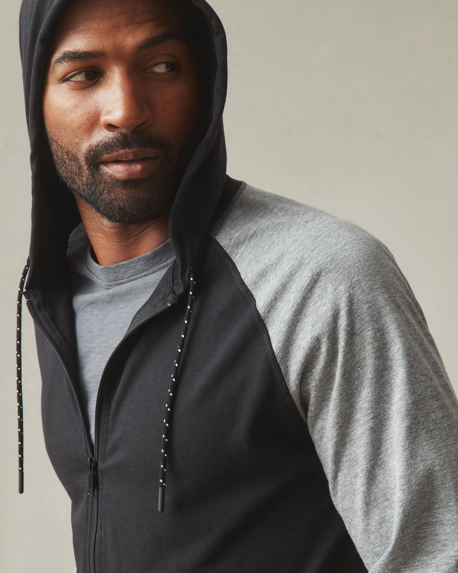 Men's Colorblock Lightweight Full Zip - Dark Charcoal Black Solid Heather Male Product Image