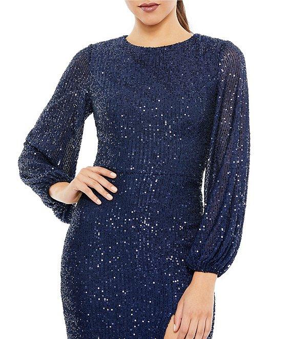 Mac Duggal Balloon Sleeve Sequin Sheath Dress Product Image