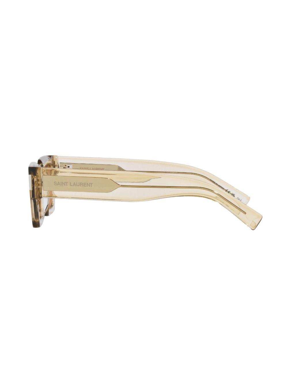SAINT LAURENT Womens Yellow Ys000468 Rectangle-frame Acetate Sunglasses In Beige Product Image
