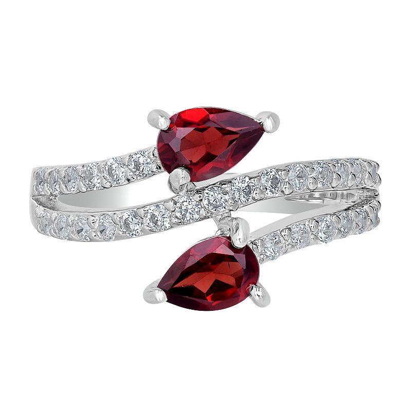 Gemistry Sterling Silver Stone & Cubic Zirconia Pear Bypass Ring, Women's,  Product Image
