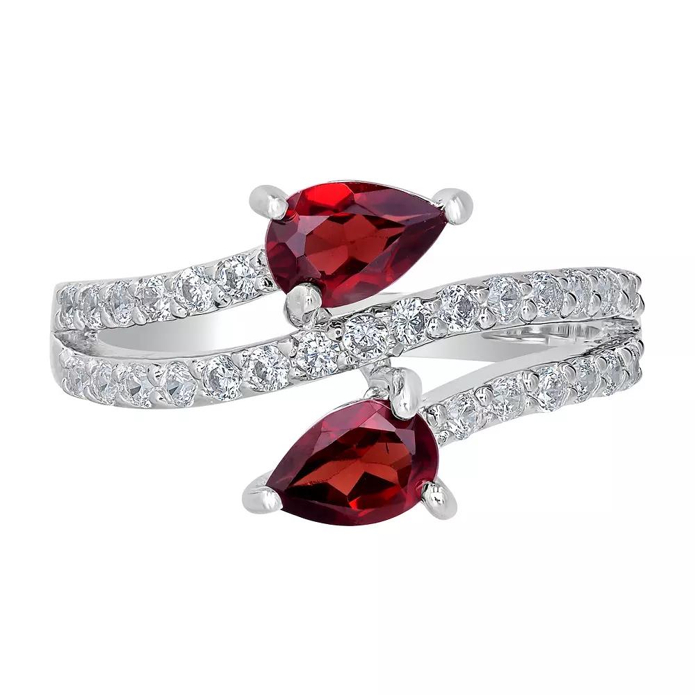 Gemistry Sterling Silver Stone & Cubic Zirconia Pear Bypass Ring, Women's,  Product Image