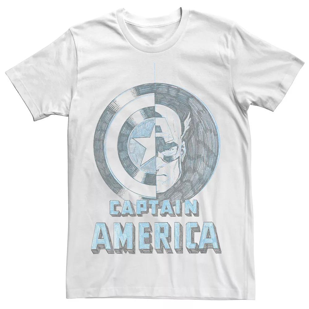 Men's Marvel Captain America Half Face And Shield Portrait Tee,  Product Image