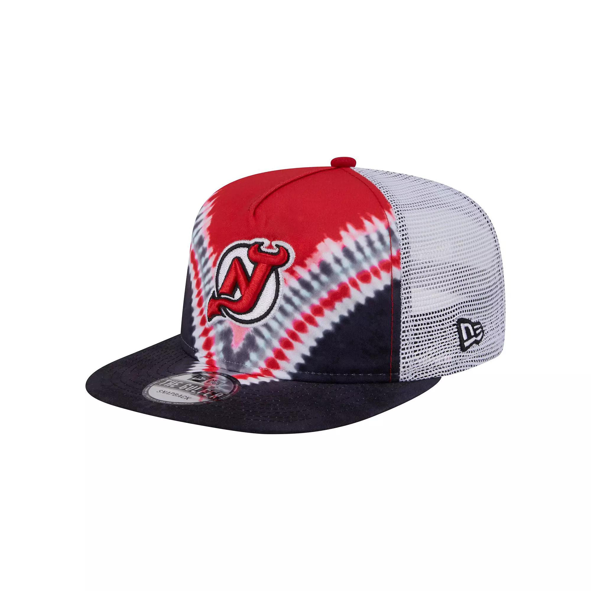 Men's New Era Black/Red New Jersey Devils Throwback V-Dye Adjustable Golfer Hat, Nhl Black Product Image
