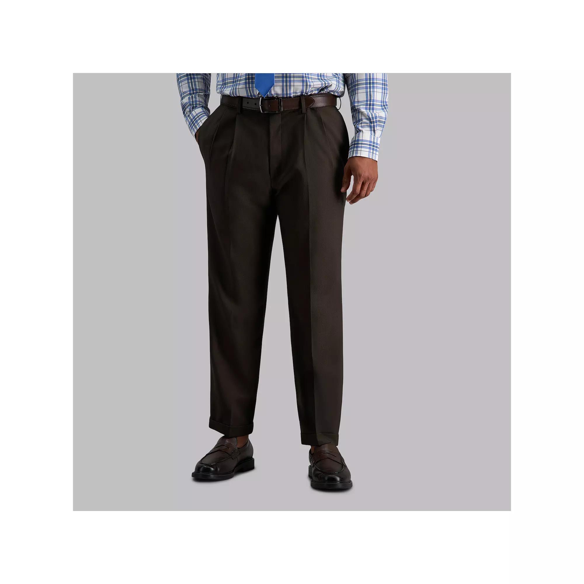 Men's Haggar® eCLo™ Stria Classic-Fit Hidden Expandable Waist Pleated Dress Pants,  Product Image