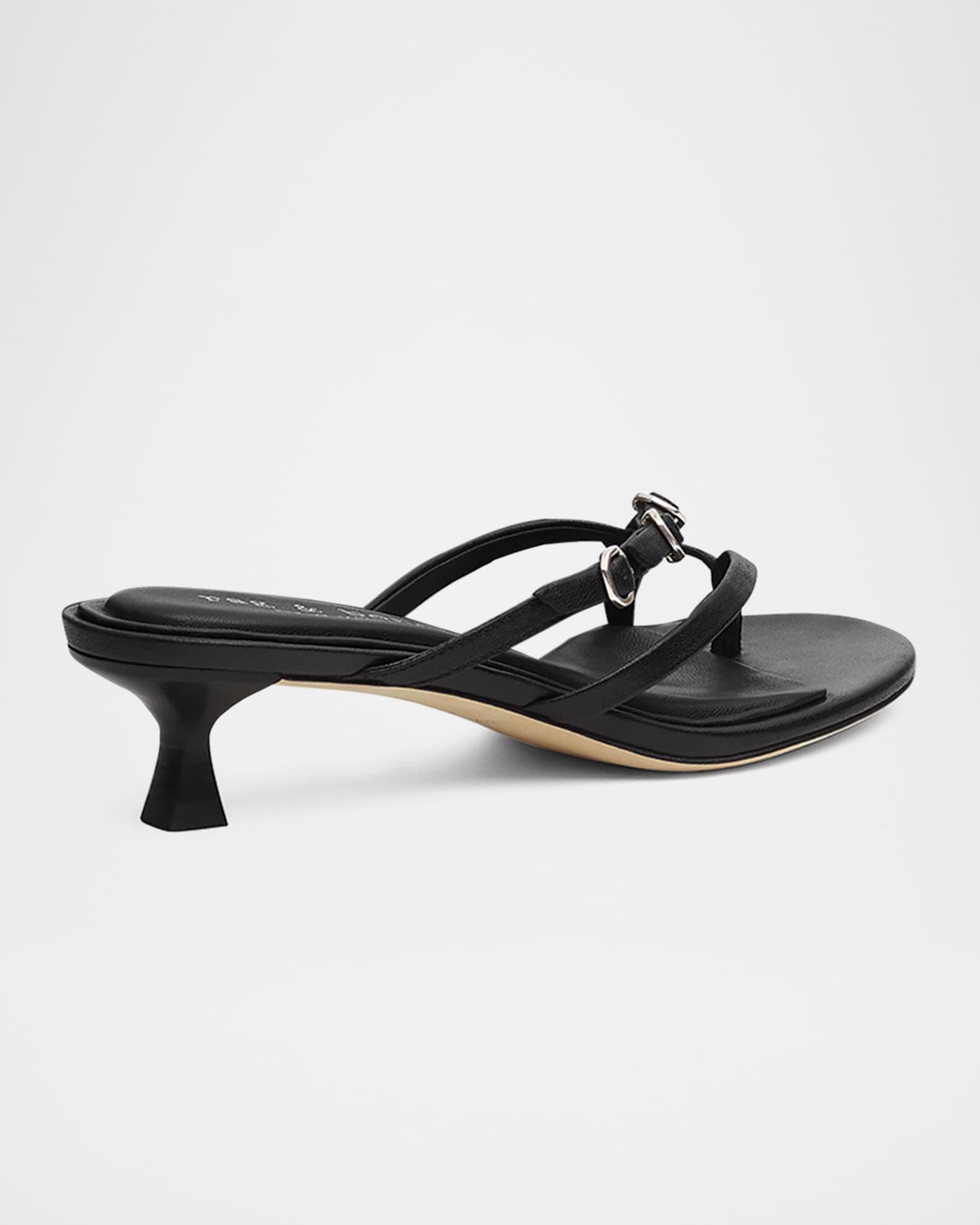 Sammie Leather Buckle Kitten-Heel Sandals Product Image