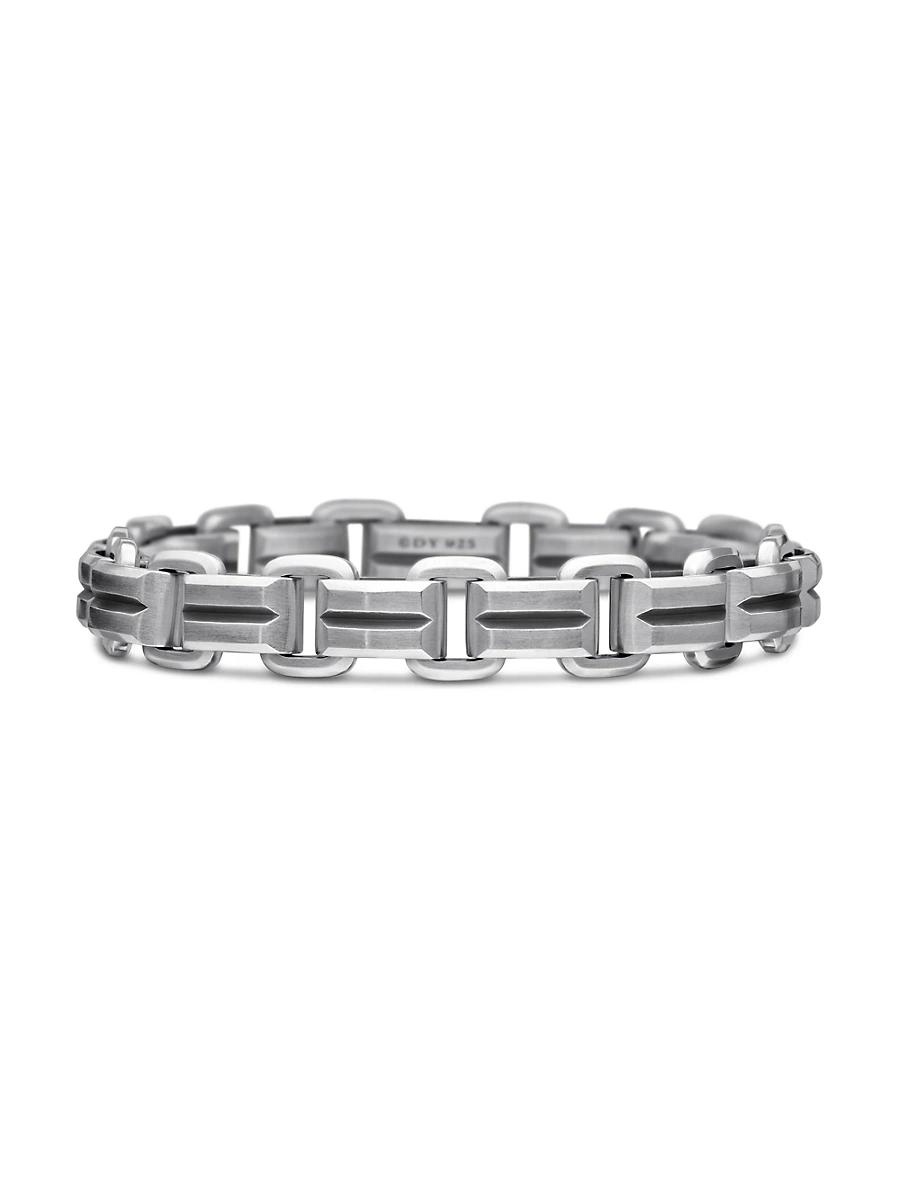 Mens Deco Beveled Link Bracelet in Sterling Silver Product Image