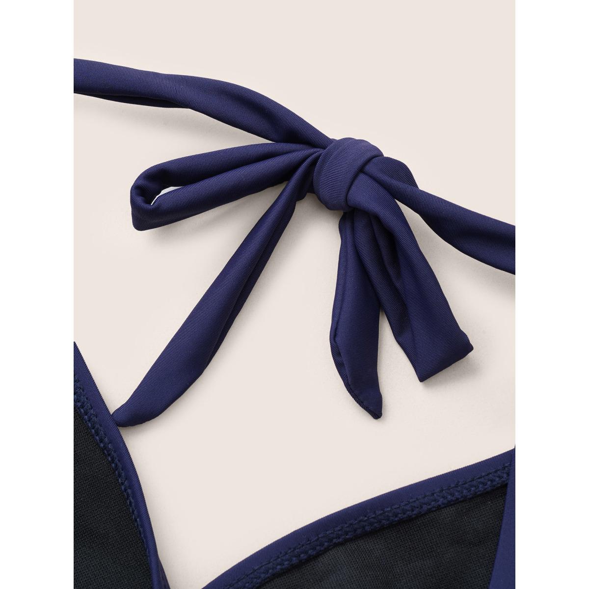 Plus Size Solid Ruffle Hem Empire Waist Halter Neck Swim Dress Women's Swimwear Indigo Resort Bodycon Halter neck High stretch Curve Swim Dresses BloomChic 18-20/2X Product Image