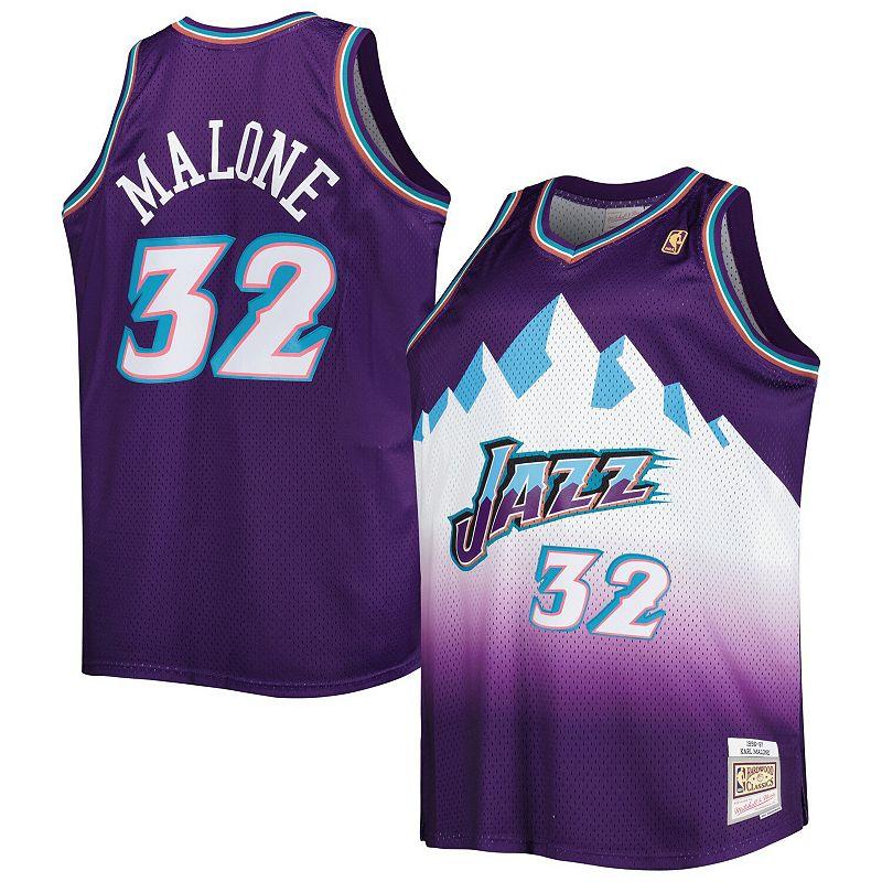 Men's Mitchell & Ness Karl Malone Purple Utah Jazz Big & Tall Hardwood Classics 1996/97 Swingman Jersey, Size: 5XLT, Jaz Purple Product Image