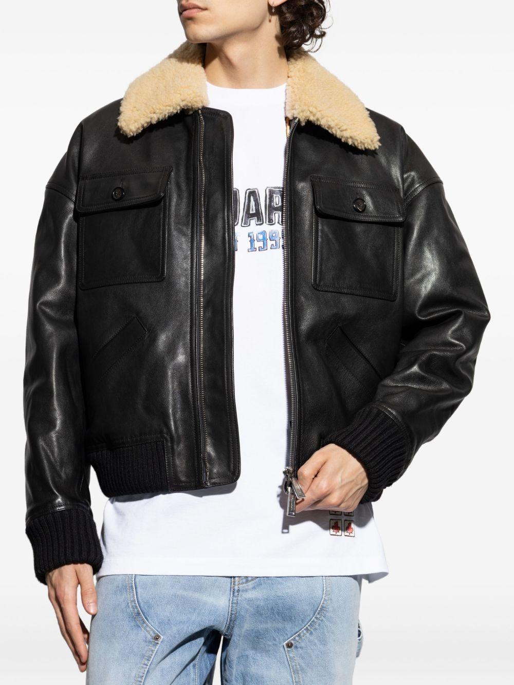 leather bomber jacket Product Image