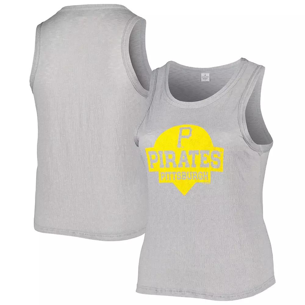 Women's Soft as a Grape Gray Pittsburgh Pirates Plus Size High Neck Tri-Blend Tank Top, Size: 1XL, Grey Product Image